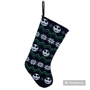Disney Nightmare Before Christmas Knit Stocking Jack Skellington Green Holiday